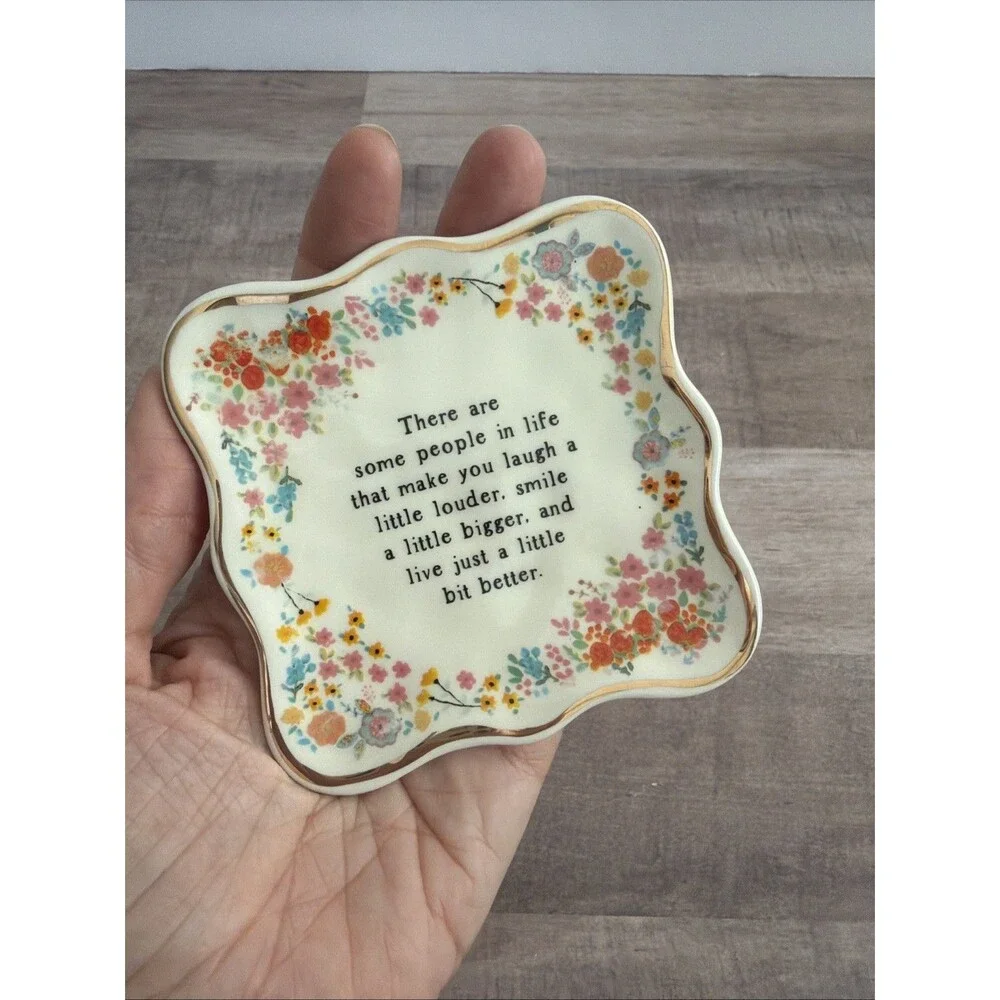 Natural Life ‘Laugh Louder, Smile Bigger, Live Better’ Quote Trinket Tray Dish